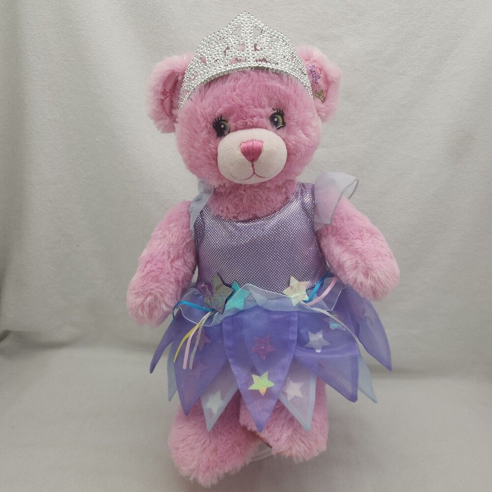 Stuffed Animal Build-A-Bear Pink Disney Fairy Princess 17" Dress Crown Music Box